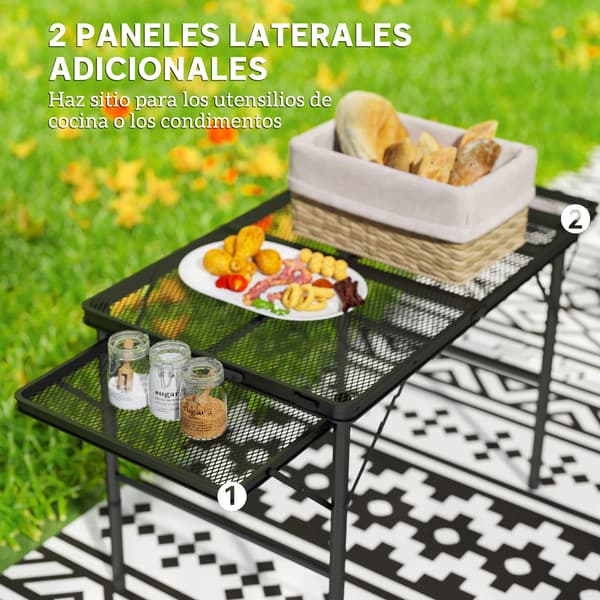 Campingbord, Metal Konstruktion, Sammenklappeligt Design,sort