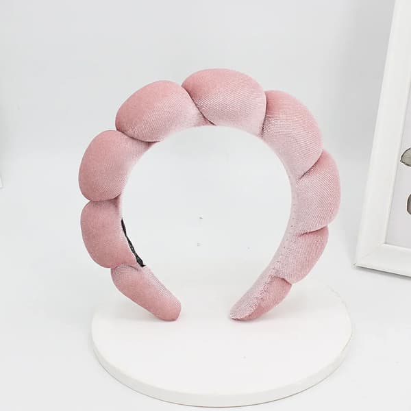 Hovedbånd, Bred Polstret Design, Modeaccessory,Bleg lyserødgrå