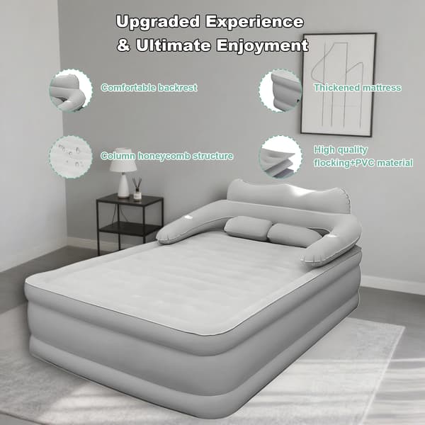 Luftmadrass, Inbyggd Pump, Fällbar Design,152cmx203cm x48cm, Offwhite