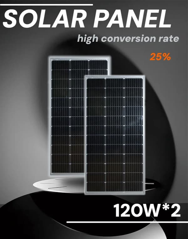 Solpanel, Hållbar Konstruktion, Hög Effektivitet,120W   2ST