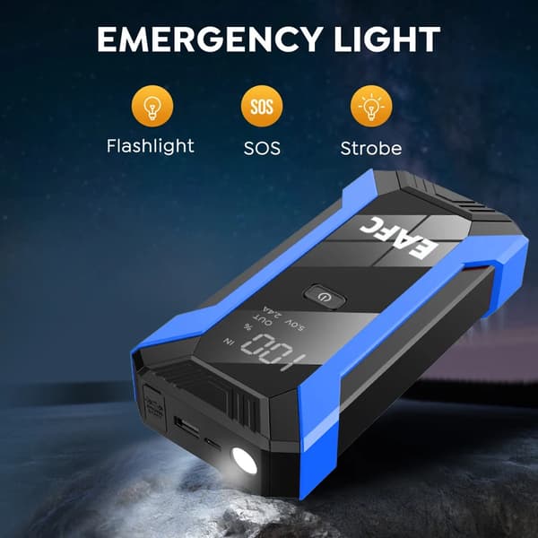Bil Jump Starter, 1200A Spidsstrøm, Nød LED Lys,1200A