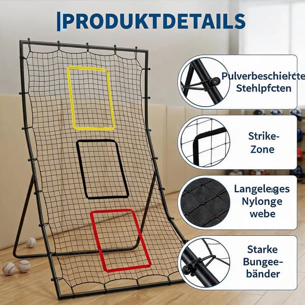 Rebound Net, 3 Målzoner, Holdbar Stålramme,MULTI