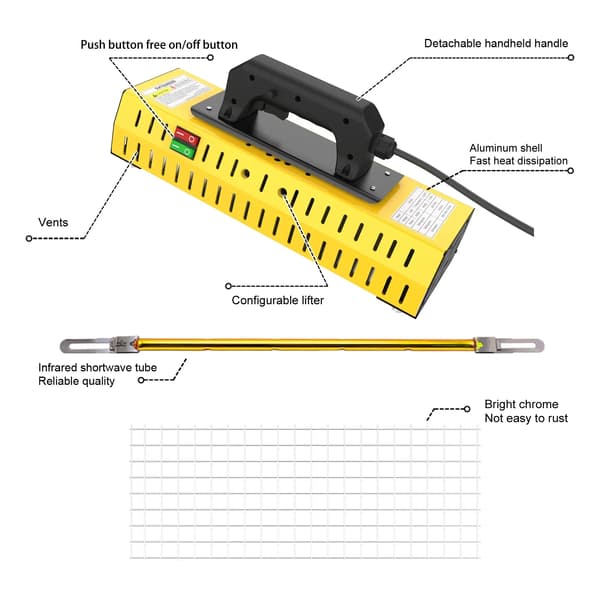 Varmelampe, Hurtig Opvarmning, Justerbar Timer,DT-003-2000W