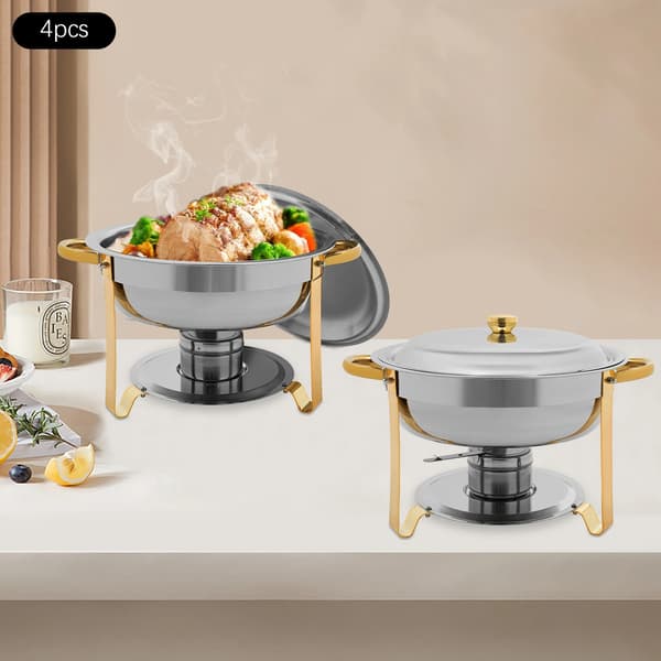 Chafing Dish, Rostfritt Stål, 4-delars Set,Silver och Guld
