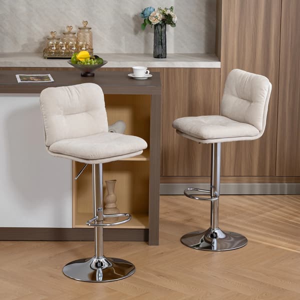 Barstolar, Justerbar Höjd, Polstrad Sits,Beige