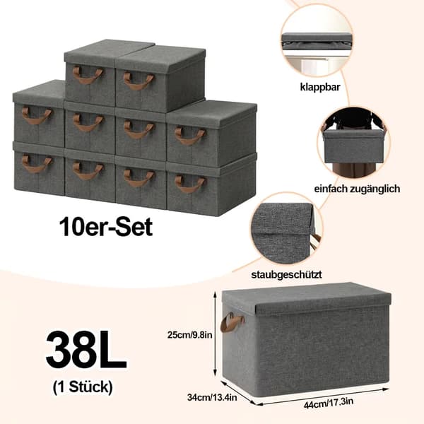 Förvaringskorgar, Hållbart Tyg, Fällbar Design,5st, L