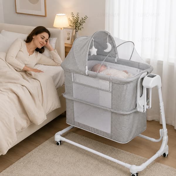 Elektrisk Vugge, Bluetooth-forbindelse, Justerbare vinkler,08601 - Lys grå