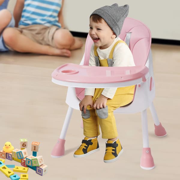 Hög stol, Mångsidig 2-i-1 design, Säkerhetsfunktioner,Rosa