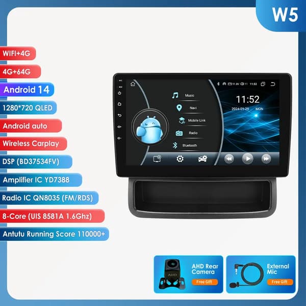 Carplay, Touchscreen Display, Navigationssystem, kompatibel med Renault Trafic 2010 - 2014,W5 AHDC2