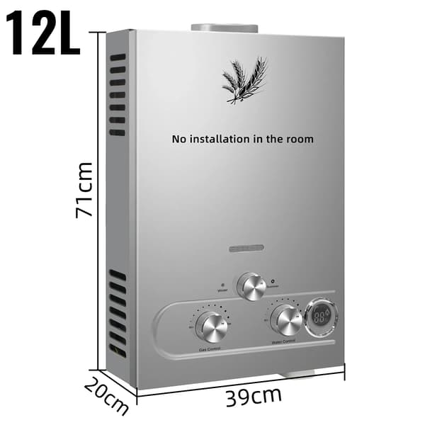 LPG Varmvattenberedare, Väggmonterad, LED-display,Silver 12L