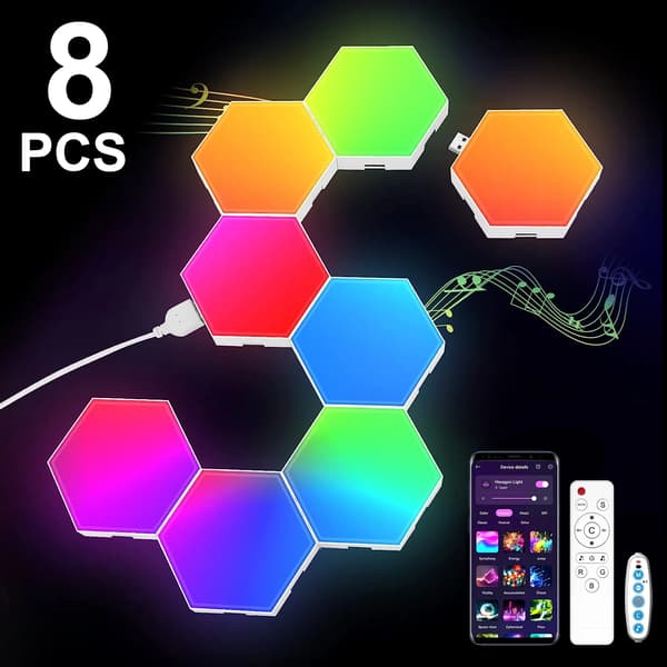 Hexagon Væglamper, Musik Synkronisering, DIY Modulært Design,8PCS, Hexagon Lys-b