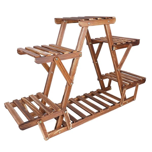 Plantebord, 6 niveauer, trædesign,Brun