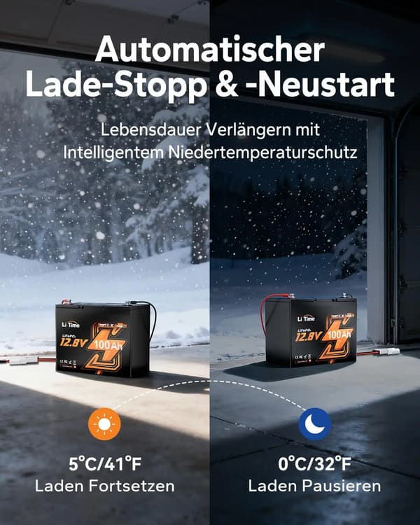 Lithiumbatteri, 100Ah kapacitet, Bluetooth-forbindelse,sort