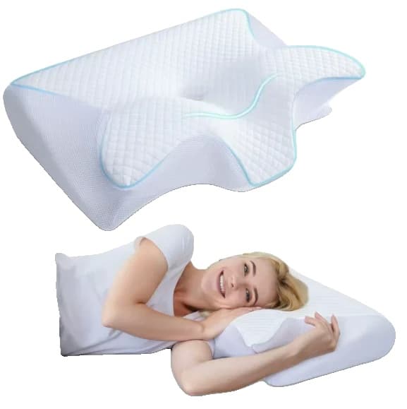 Nakkepude, Ergonomisk Design, Memory Foam Konstruktion,HVID, 32x62cm-a