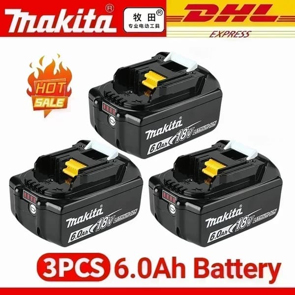Batteri för elverktyg, Litiumjon, Hög kapacitet, 3PCS 6.0Ah batterier