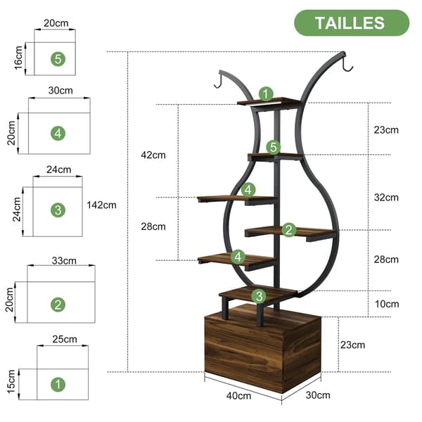 Växtställ, 6 nivåer, växtbelysning,Kurerad form