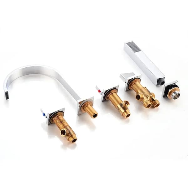 Badvaskerkit, 5-huls design, moderne mixer med håndbruser,Krom