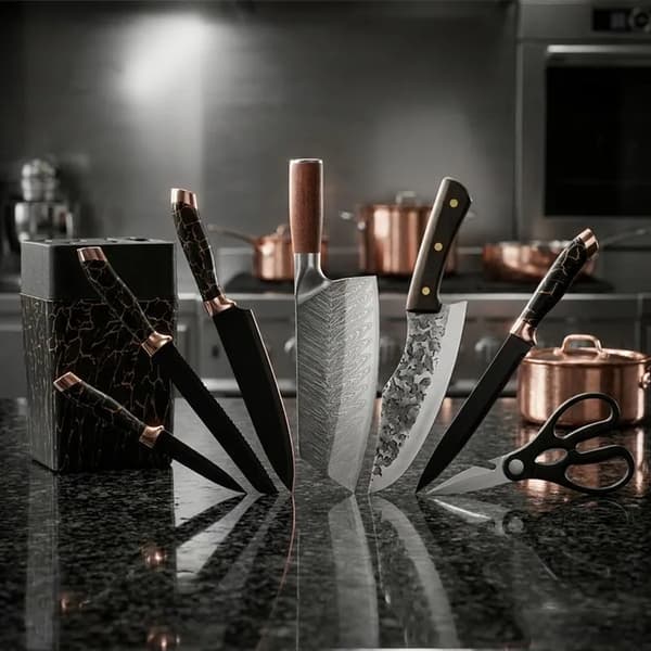 Køkkenkniv Sæt, Rustfrit Stål Blade, Ergonomiske Håndtag,9PCS