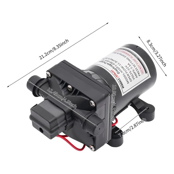 Membranpumpe, 3,0 GPM flowrate, 55 PSI tryk,sort, 12V
