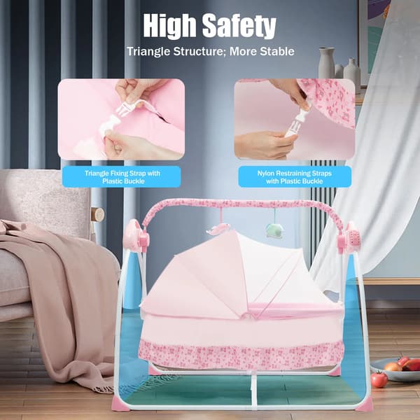 Babysäng, Elektrisk Gunga, Fjärrkontroll,Rosa