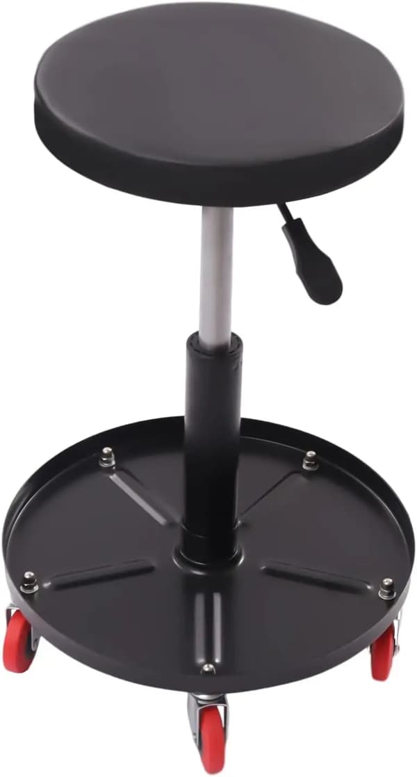 Værkstedsstol, 360° Rotation, Justerbar Højde,sort