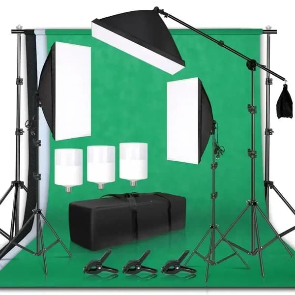 Softbox belysningskit, flere baggrunde, nem opsætning,Foto Studio Sæt 35