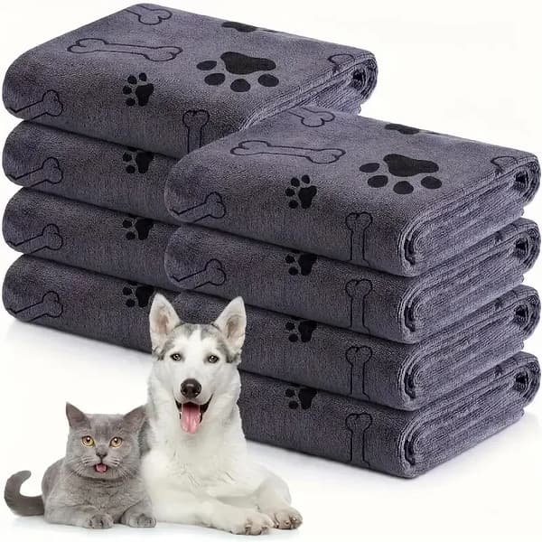 Mikrofiber Hundehåndklæde, Hurtigtørrende, Absorberende Design,GRÅ-a, 2 STK-a