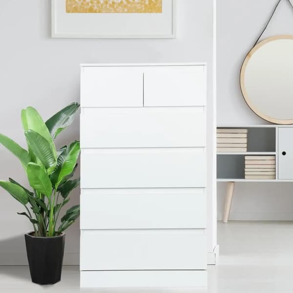 byrå, 6 lådor för förvaring, modern design,Vit