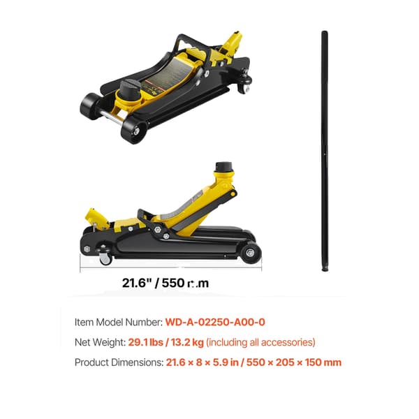 Hydraulisk Jack, Tungt Stål, Lavprofil Design,2.5Ton
