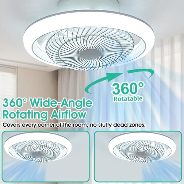 Loftventilator, LED-lamper, Smart kontrol,Oscillerende Fan Lampe