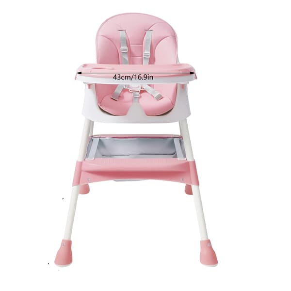 Hög stol för spädbarn, vadderad sits, förbättrade säkerhetsfunktioner,Rosa