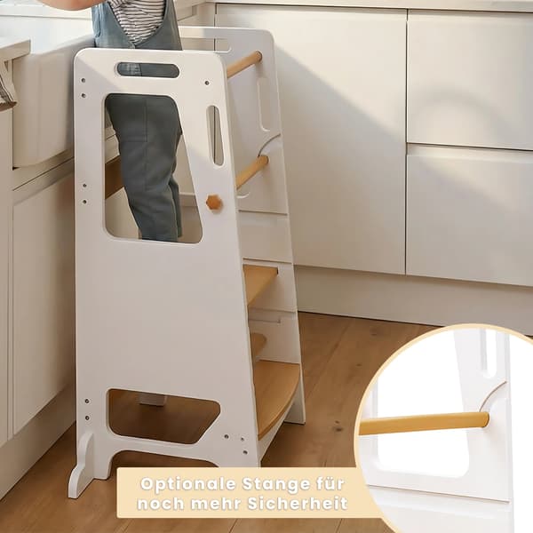 Lärande Torn, Justerbar Höjd, Halkfri Design,VIT