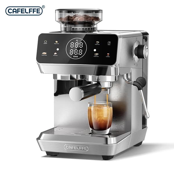 Espressomaskin, Integrerad Kvarn, Pekskärmsoperation,EU, Silver