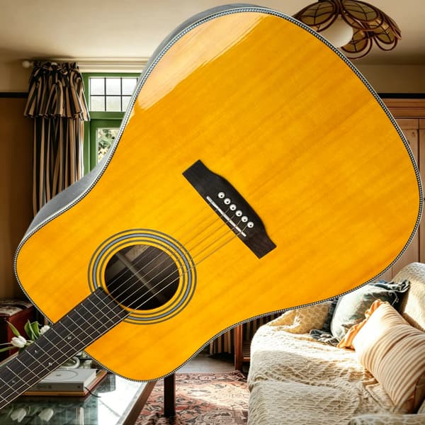 Gitarr, rosenträshals, fast stall,GUL