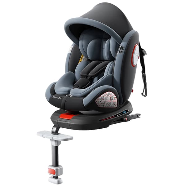 Barnstol, 360° rotation, ISOFIX säkerhetssystem,TOP-GRÅ
