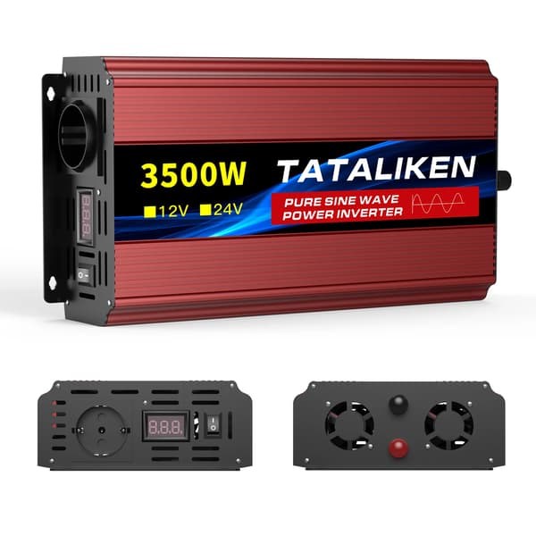Strømkonverter, DC til AC konvertering, stille ventilator drift,12V3500W 220V50HZEU