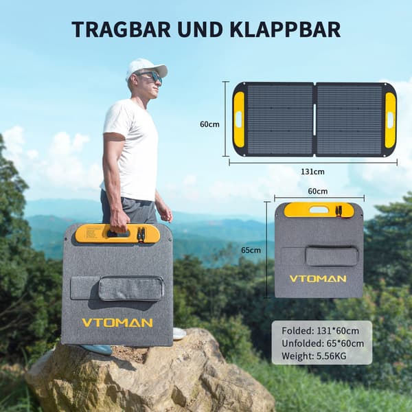 Solpanel, Vattentät Design, Bärbar och Fällbar,VS110