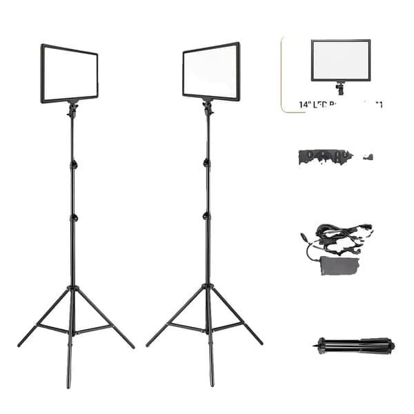 Fotografi LED Panel Lys, Dæmpbar, Bi-farvet,2stk 1M stativ