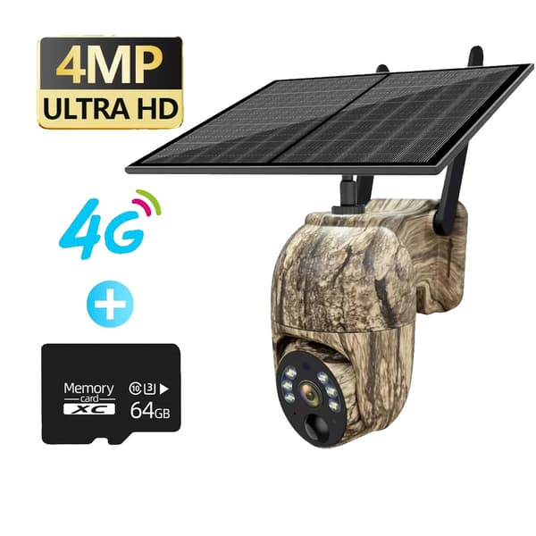 Säkerhetskamera, solenergi, 4G-anslutning,4G-64GB-kort, EU Kontakt-b