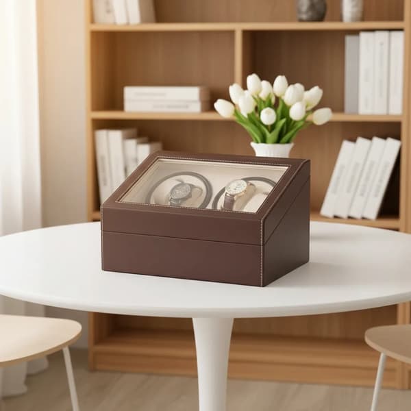 Urkasse, 4 Automatiske Pladser, Elegant Design,Brun
