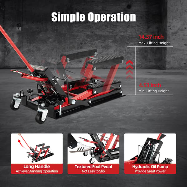 Motorcykellift, Hydraulisk Sakselift, Tungt Arbejde,Rød