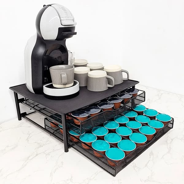 Kaffekapsel Organizer, Stor Kapacitet, Moderne Design,Sort