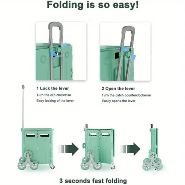 Shoppingvagn, Fällbar Design, Stor Kapacitet,Grön