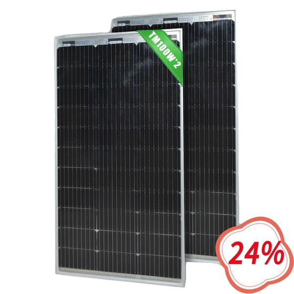 Solpanel, bifacial teknik, 24% effektivitet,2PCS  100W