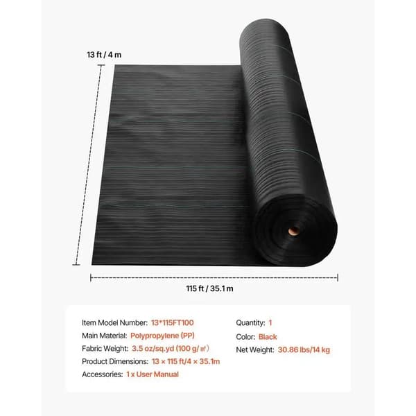 Ogräsbarriärväv, vävd geotextil, hållbart markskydd, VIT