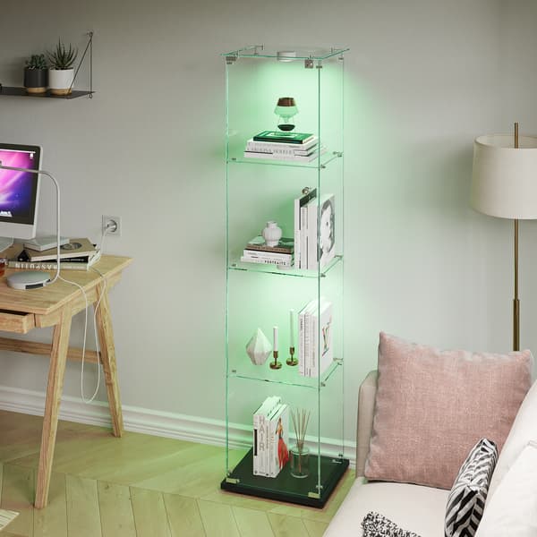 Vitrineskab, Gennemsigtigt Design, Ambient Belysning,A1-lampe-Sort