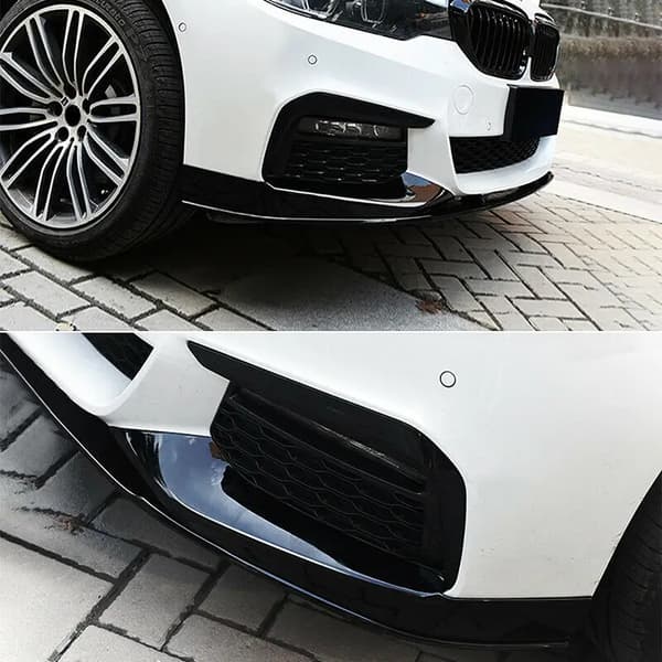 Front Splitter, Holdbart ABS Materiale, Kompatibel med Luksus M Sport Køretøjer,Glans Sort