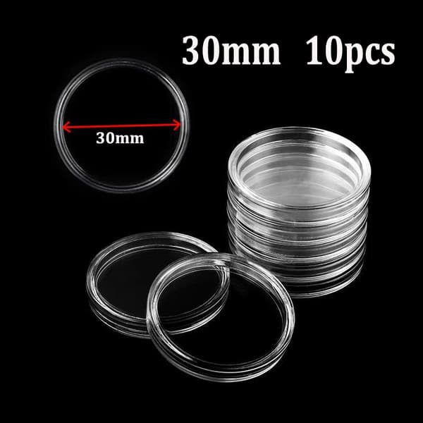 Myntförvaringslåda, Klar Sikt, Hållbart Plastmaterial,30mm 10st