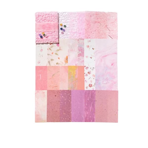 Scrapbookmaterial, Handgjort Texturerat Papper, Blandat Set,Rosa Serien