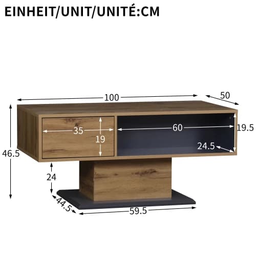Kaffebord, Dobbelt-Sidet Opbevaring, Moderne Minimalistisk Design,Gul